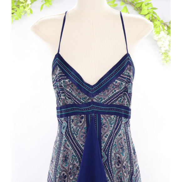 Nicole Miller Women's Sz 14 Silk Blue Handkerchief Dress Asymmetric Midi Fairy - Picture 3 of 10